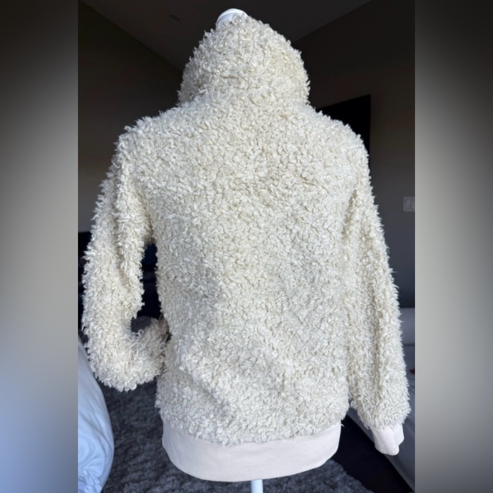 Eddie Bauer Off White Teddy Bear Bomber Jacket Small - Picture 3 of 7